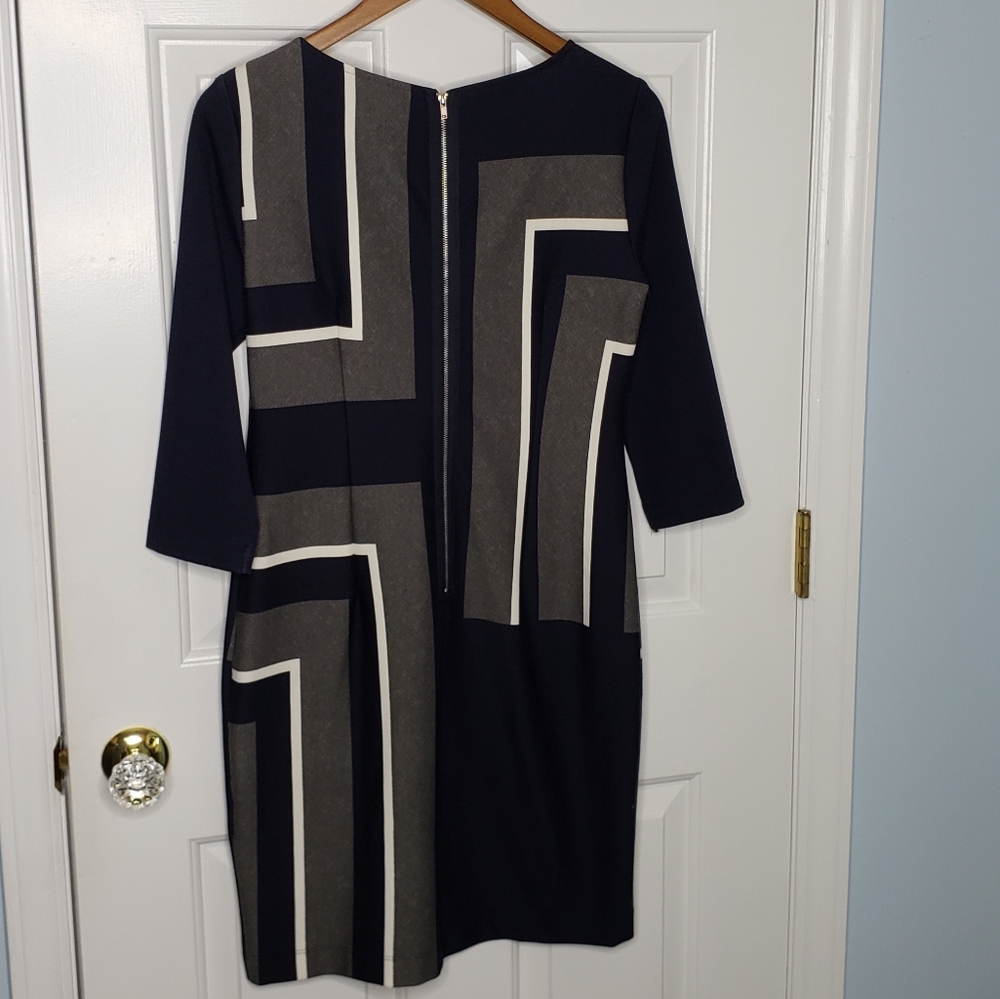 Danny & Nicole 3/4 Sleeve Shift Geometric Colorblock Mod Office Business Petite - Picture 13 of 15